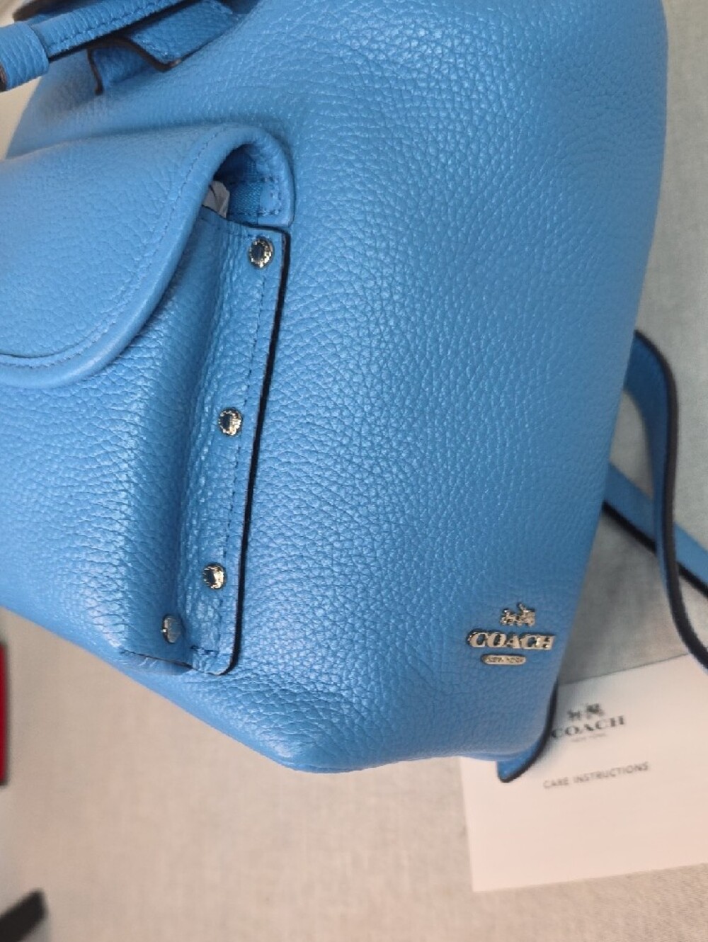 Coach Azure Blue Leather Mini Turnlock Backpack NWT - Picture 9 of 9